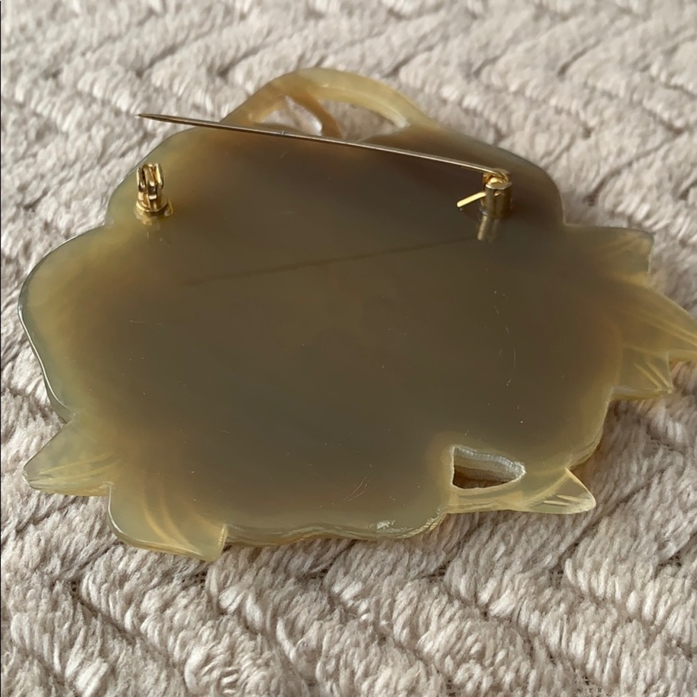 Tortoise Shell Flower Brooch - image 3